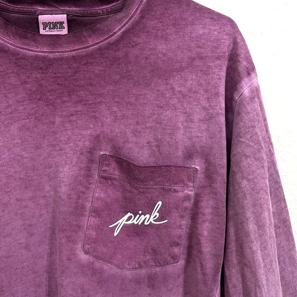 Pink Victoria's Secret Womens Shirt Size XS PINK Spellout on back Long Sleeve - Picture 3 of 7
